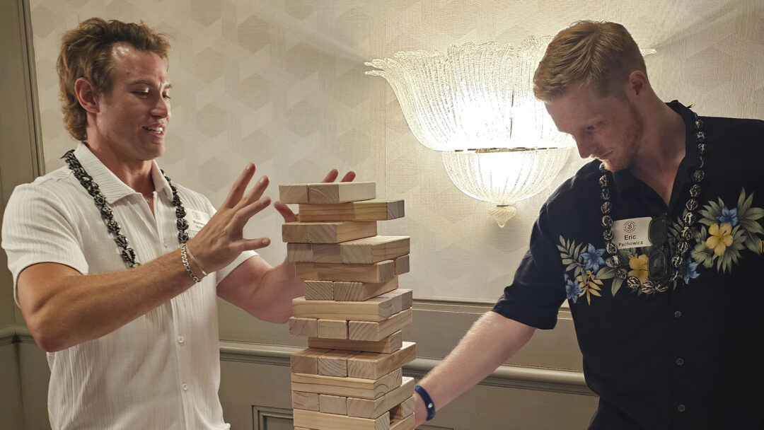 Korwyn and Eric playing jenga